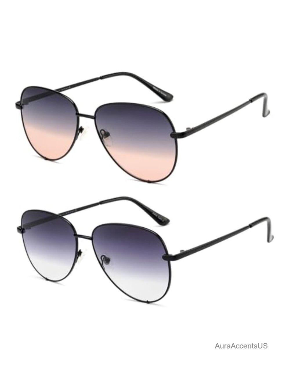 Oversized Aviator Sunglasses UV400 Gradient Lens Two Pack Gift Set